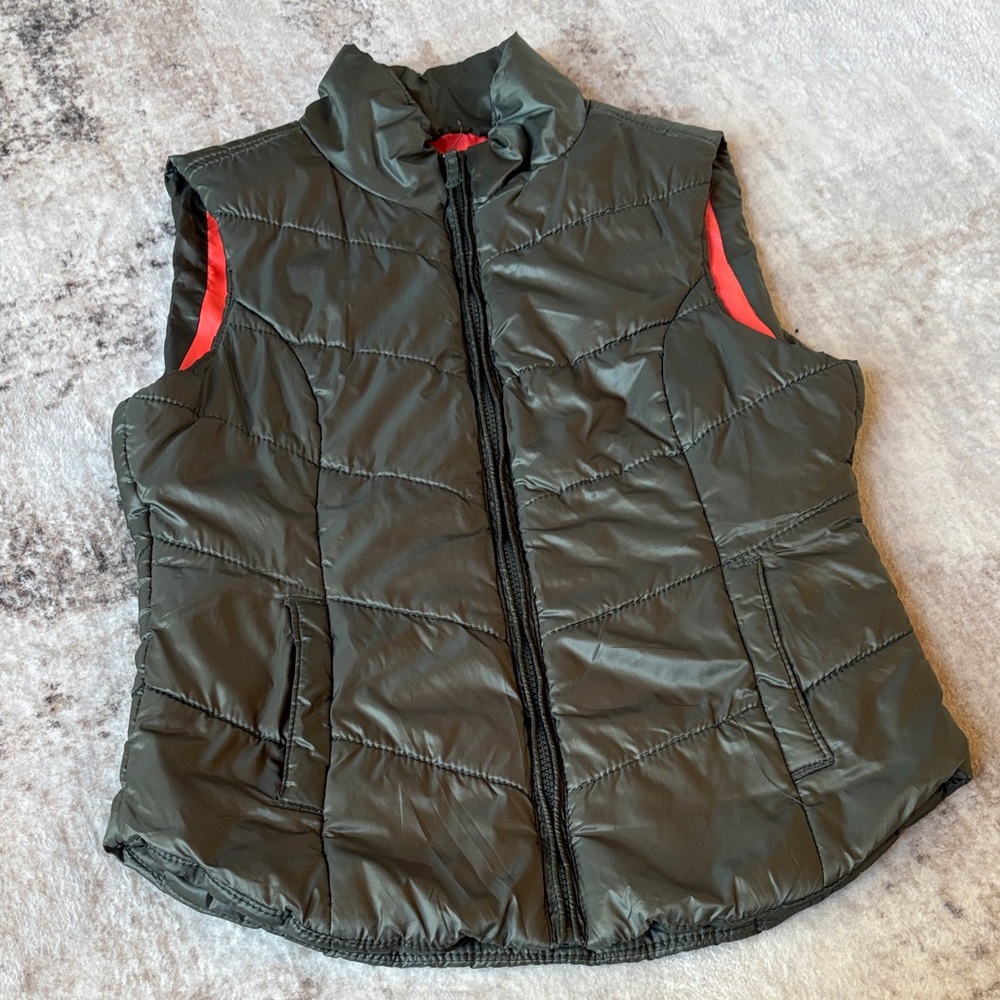 Aeropostale Olive Green Vest with Bright Red Lining